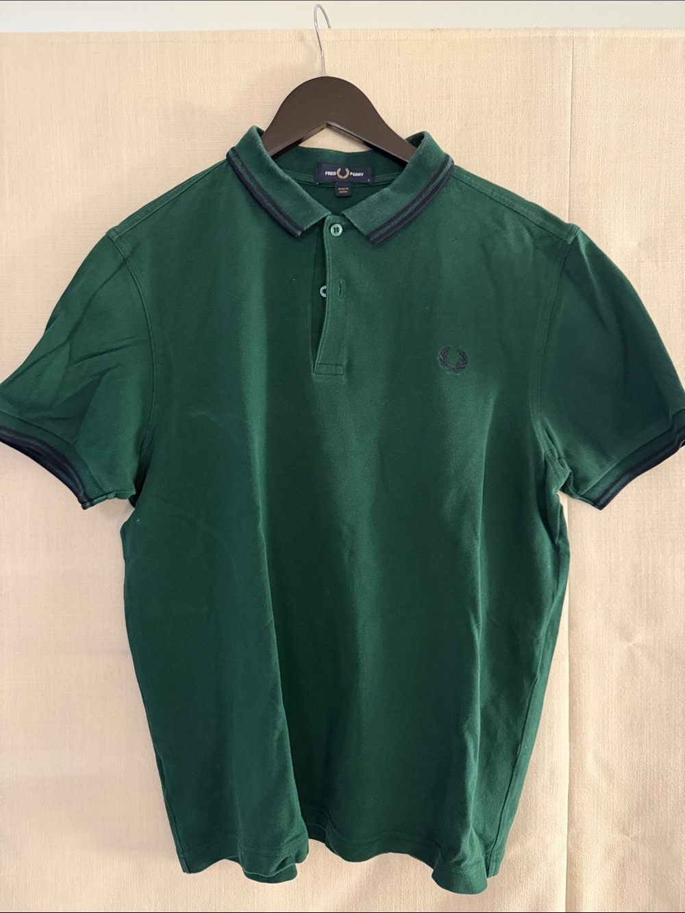 Fred Perry Green Twin-Tip Polo with Navy Trim